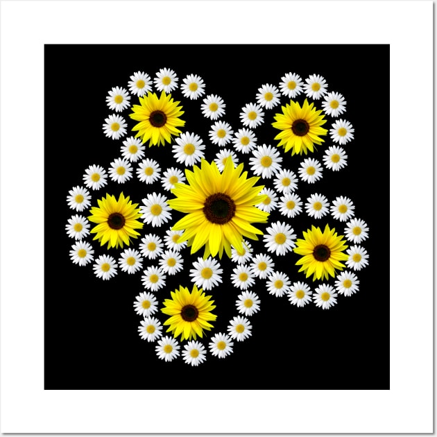 daisies sunflower blooms blossom floral daisy pattern Wall Art by rh_naturestyles